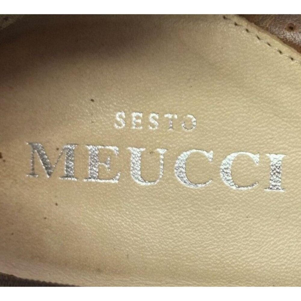 Sesto Meucci Brown Leather Gold Tone Metallic Mesh Mary Jane Ballet Flats Sz 8 N - Picture 12 of 16